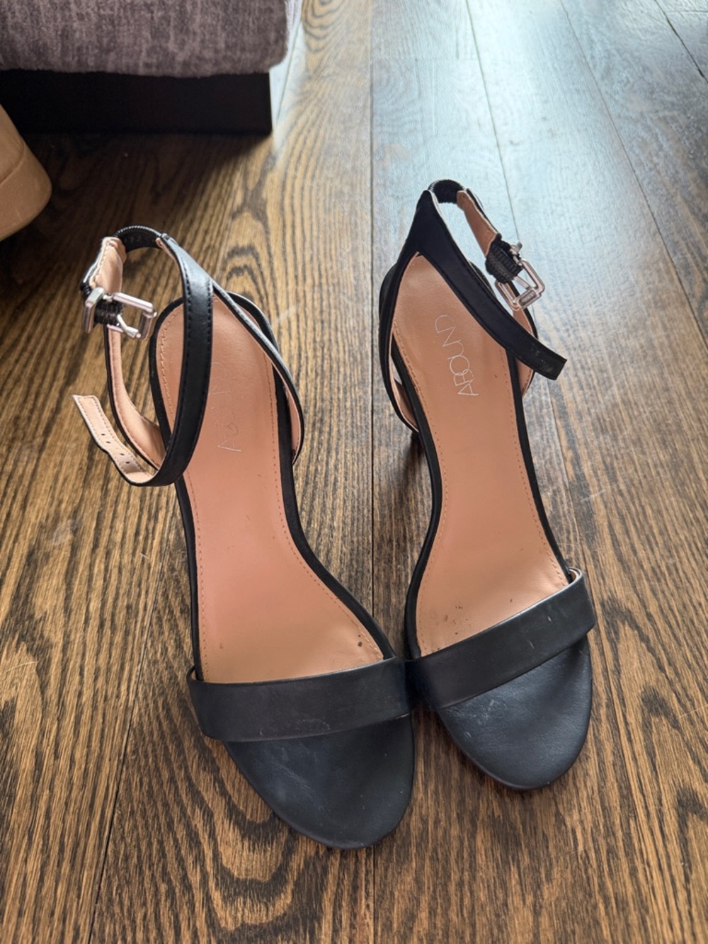 Abound Black Strappy Open-Toe Heels with Ankle Buckle